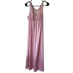 Vtg Vanity Fair Sz 34 Lingerie Dress 70s Pink Nylon Lace Trim Slip Rope